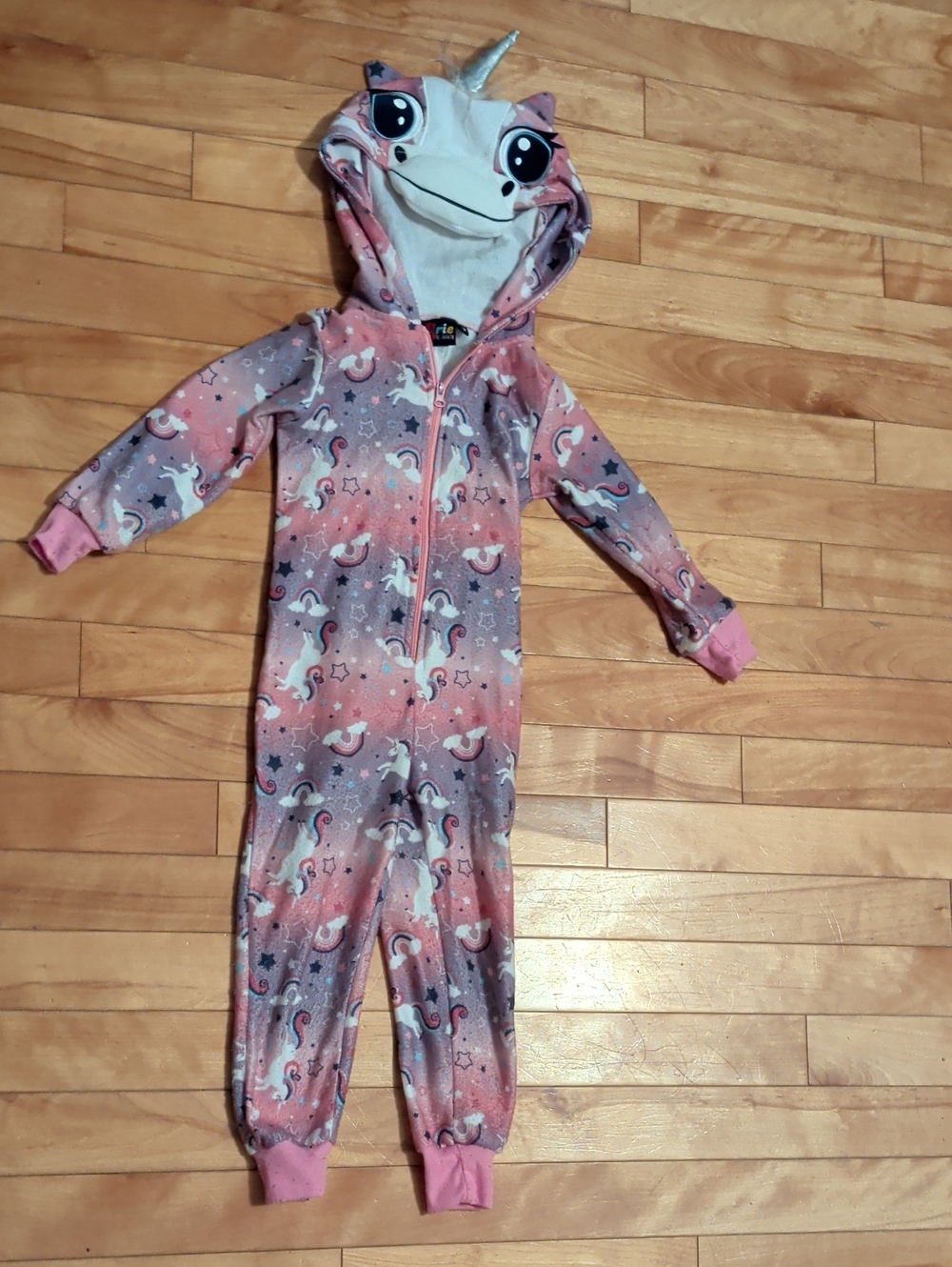 Kids Unicorn Hooded One-Piece Pajamas - Pink & Purple - Picture 1 of 2